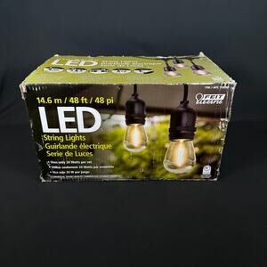 Feit Electric 710090 48ft LED String Light - Black 24x light new open box